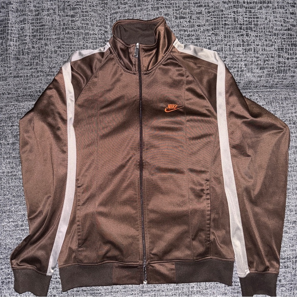 Nike Men's Brown and White Track Jacket